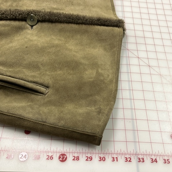 DUCK SPORT Genuine Shearling Sheepskin Suede/Fur Lined Button Pocket Car Coat M - Picture 16 of 16